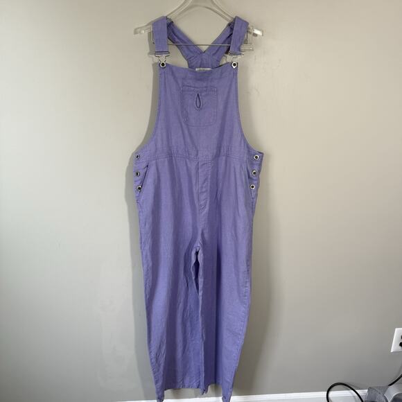 Real Comfort 100% Linen Overall Purple Plus Size 14 Straight Leg Lagenlook - Picture 6 of 6